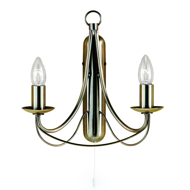 Arness Candle Wall Light, Antique Brass