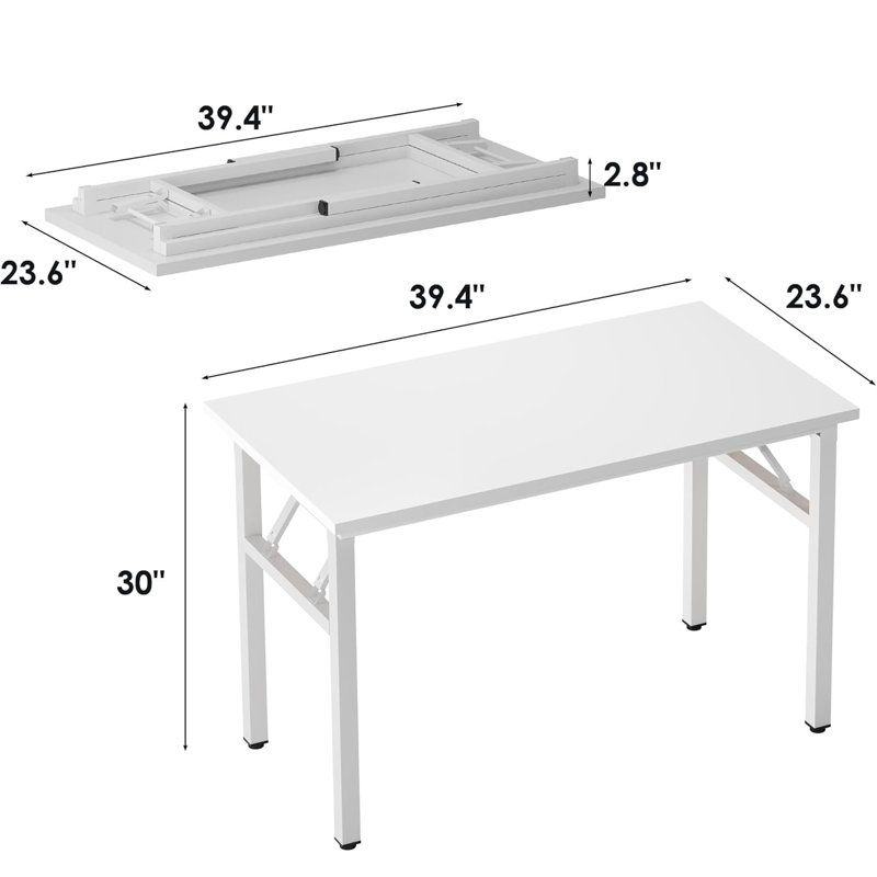 Computer Desk For Small Space Small Folding Table Small Writing Desk Foldable Desk, White