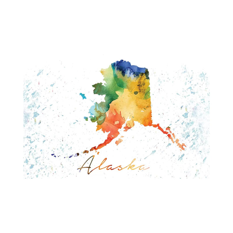 Maine State coloré, H 18 po x l 26 po x P 1,5 po, Alaska
