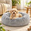 Coussin rond en fausse fourrure gris fumé pour petits chiens et chats, 50 cm