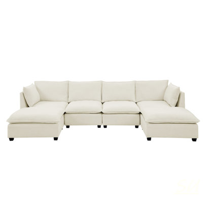 Comfy Cloud Couch Sectional 4 Seat Sofa With 2 Ottoman, Chenille Upholstery For Ultimate Comfort And Modern Living, Sectional