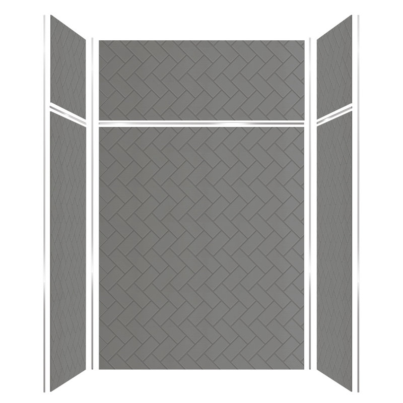 Paroi de douche à trois panneaux H 96 po x P 36 po Prodigy, Gris foncé