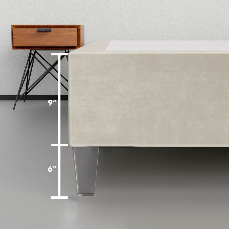 Lit plateforme tapissier Alisander, Double court, Taupe