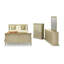 Ensemble de chambre à coucher 4 pièces, un grand lit avec 1 commode, un miroir de maquillage et une commode en bois, finition or métallique-725191537-799800726