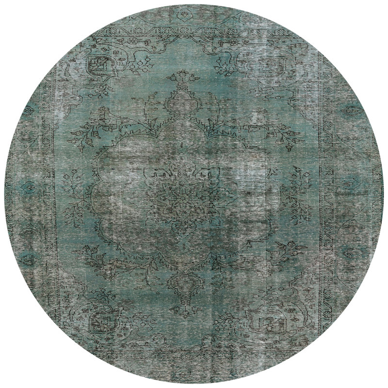 Tapis oriental gris / bleu sarcelle clair Rockmeade, Rond 6 pi