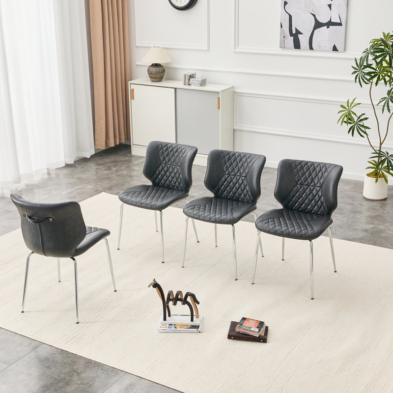 Chaises de salle à manger rembourrées à haut dossier Diamond, 4, Gris foncé