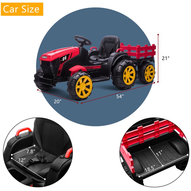 Kulamoon 12v Ride on Tractor Car for Kids with Remote Control