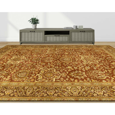 Tapis rouille et brun noué à la main de haute qualité