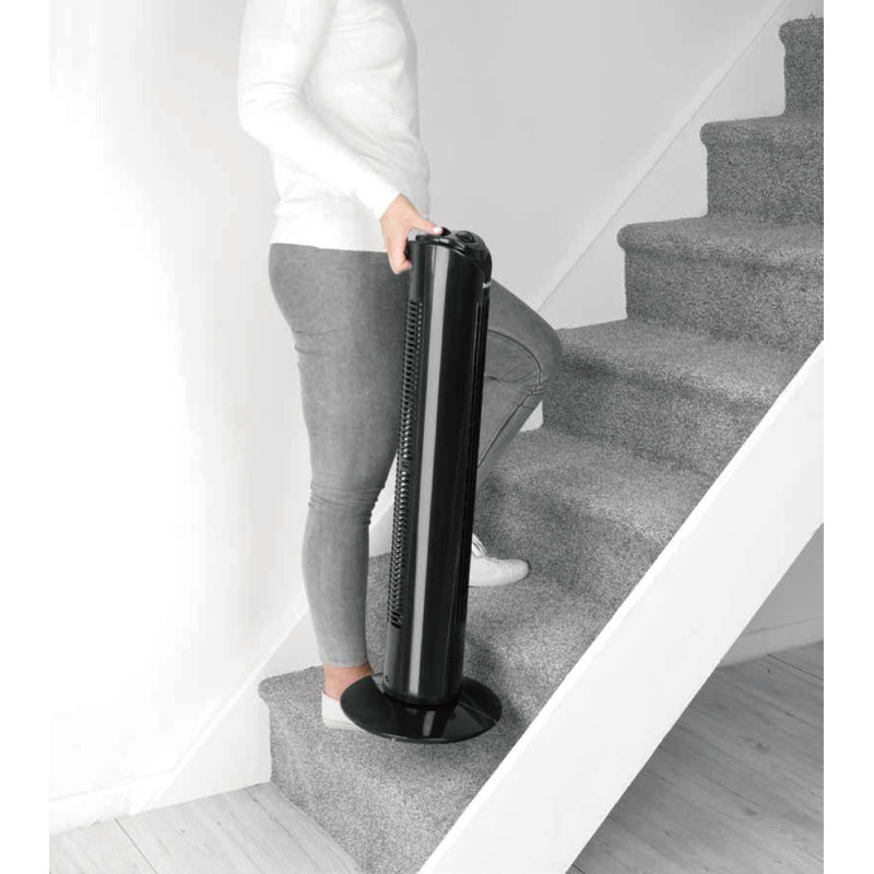 32" Oscillating Tall Tower Fan with timer, Black, Black