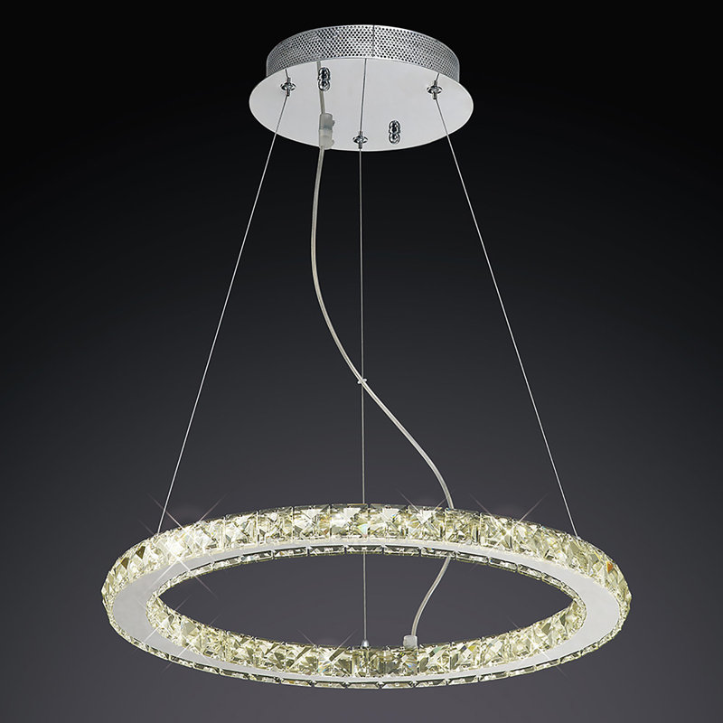 1 - Light Polished Chrome LED Crystal Pendant, 120cm H x 47cm W x 47cm D, Gold