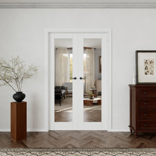 Porte double intérieure en verre manufacturé massif 1-Lite