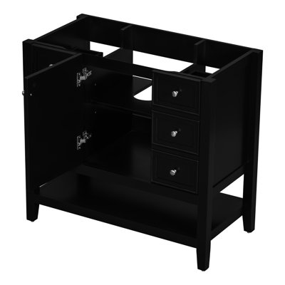 Base de meuble-lavabo moderne 36 po noir - 1 et 3 tiroirs Modern