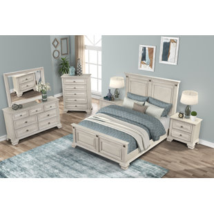 SOFTSEA Farmhouse 6-Piece Bedroom Furniture Sets, Wood Queen Bedroom  Furniture Set Include Solid Pine Wood Storage Bed, 2 Nightstands, 6-Drawer