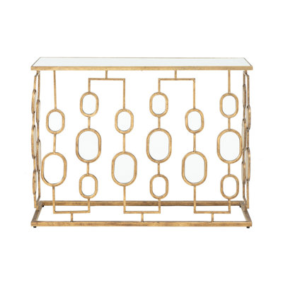 Nowling Mirror Console Table - 39.5" x 12" x 30.3" - Gold