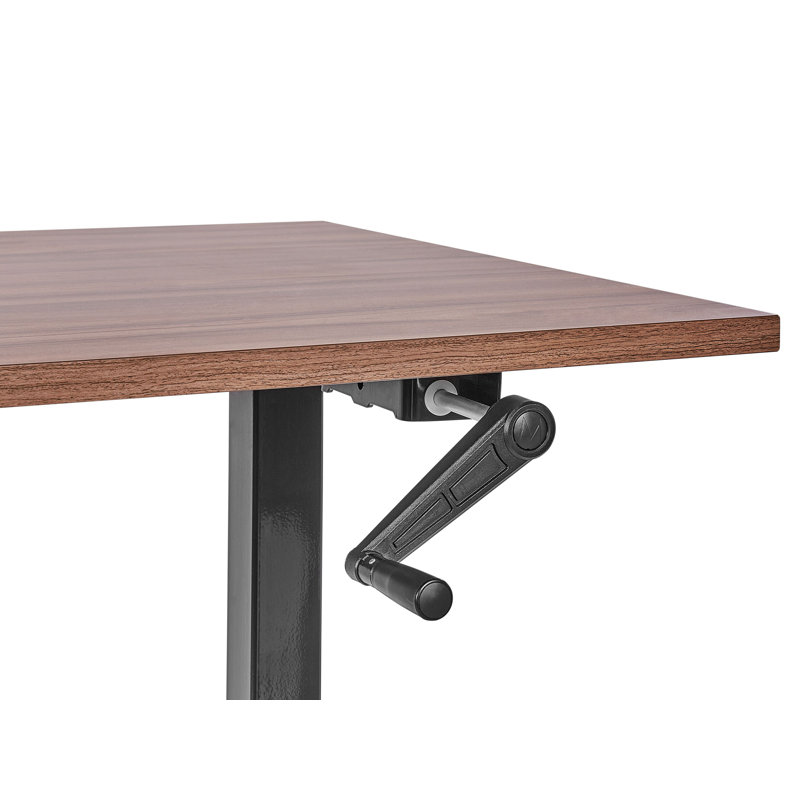 Nateasha Adjustable Metal Base Standing Desk, 119cm H x 120cm W x 72cm D, Brown, Black