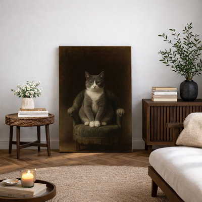 Illustration de portrait de chat classique, images de salon dans la chambre à coucher, impression sur toile giclée sur toile encadrée