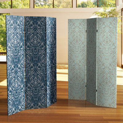 Damask Print Folding Room Divider
