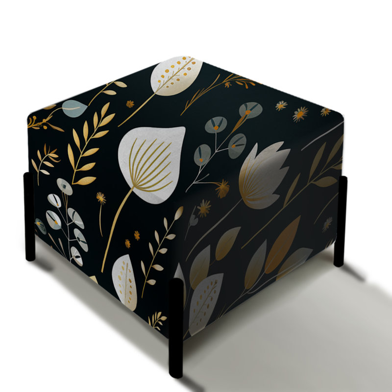 Motif floral serein noir avec repose-pieds floral carré