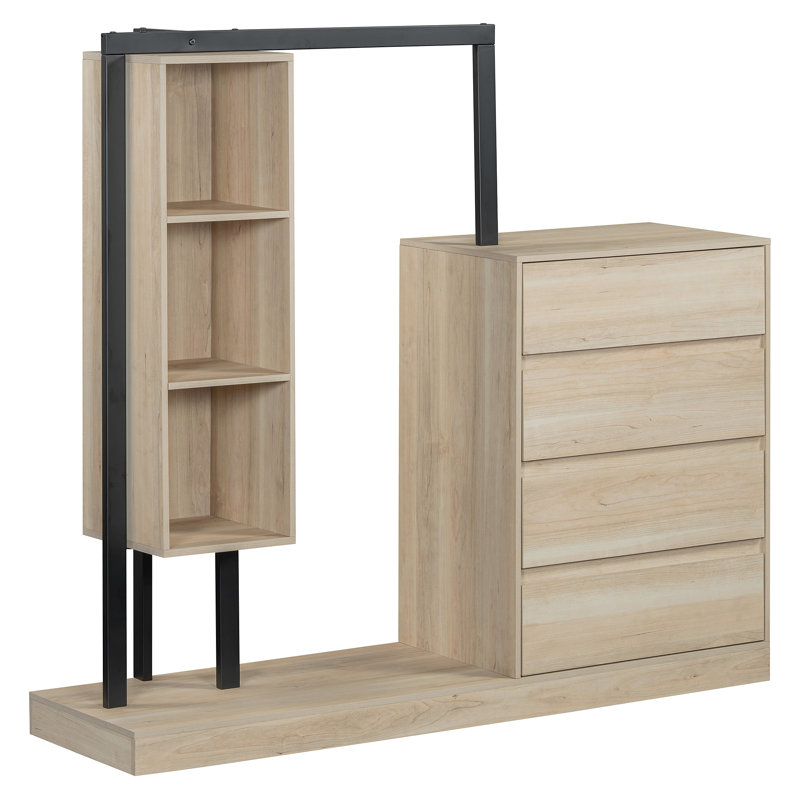 Armoire avec 4 tiroirs et 3 tablettes, Chêne