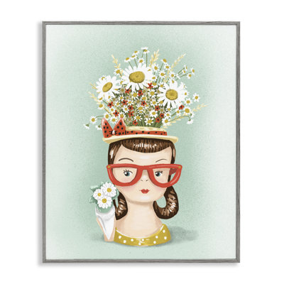 Boîte à fleurs rétro avec marguerites, estampe numérique, design par Jilly Jack Designs