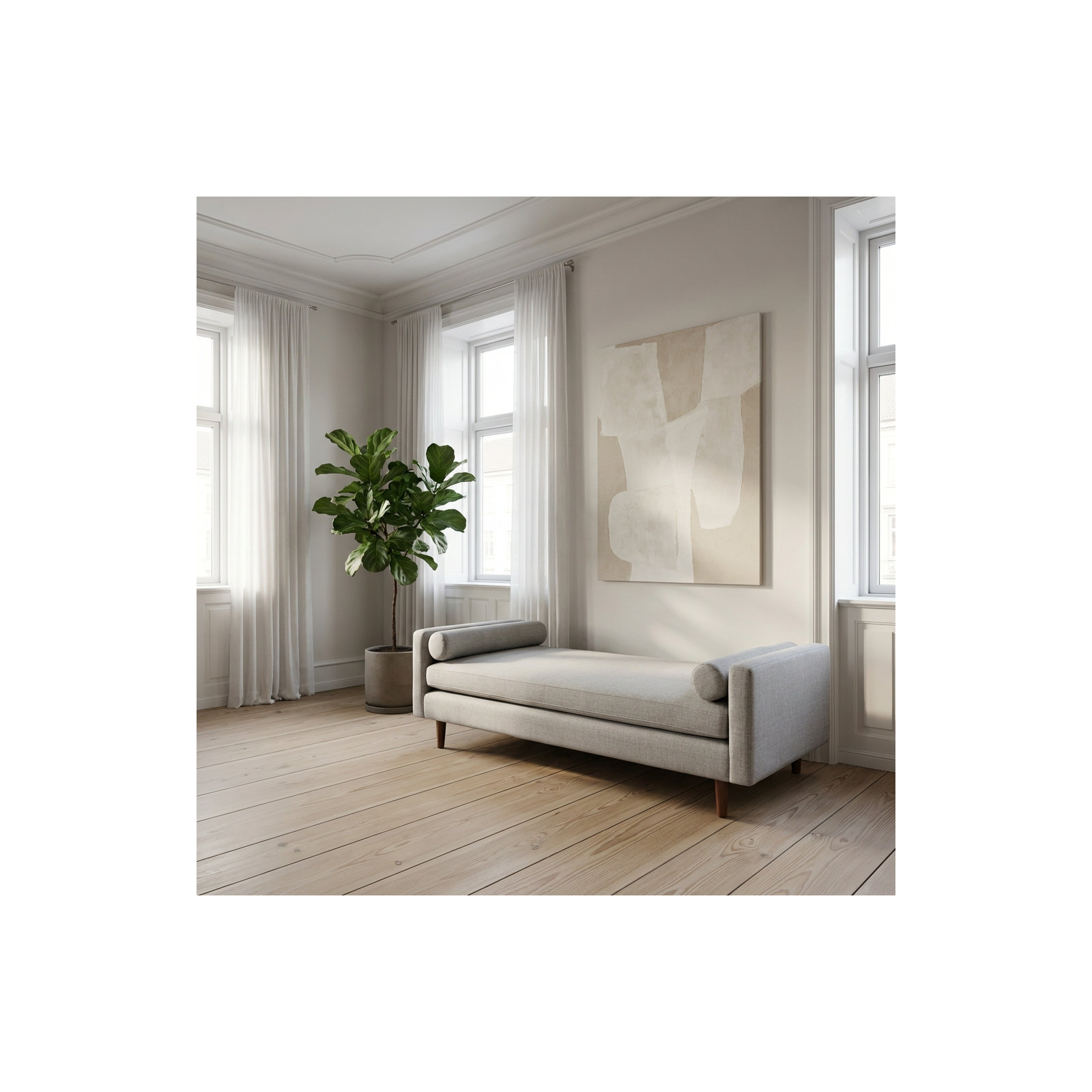 Laguna Upholstered Daybed - Twin, Flax Performance Basketweave