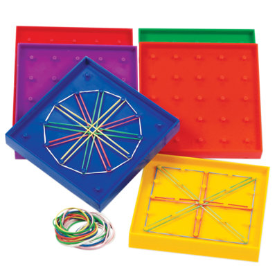 6 Piece Geoboards Double Sided Rainbow Set