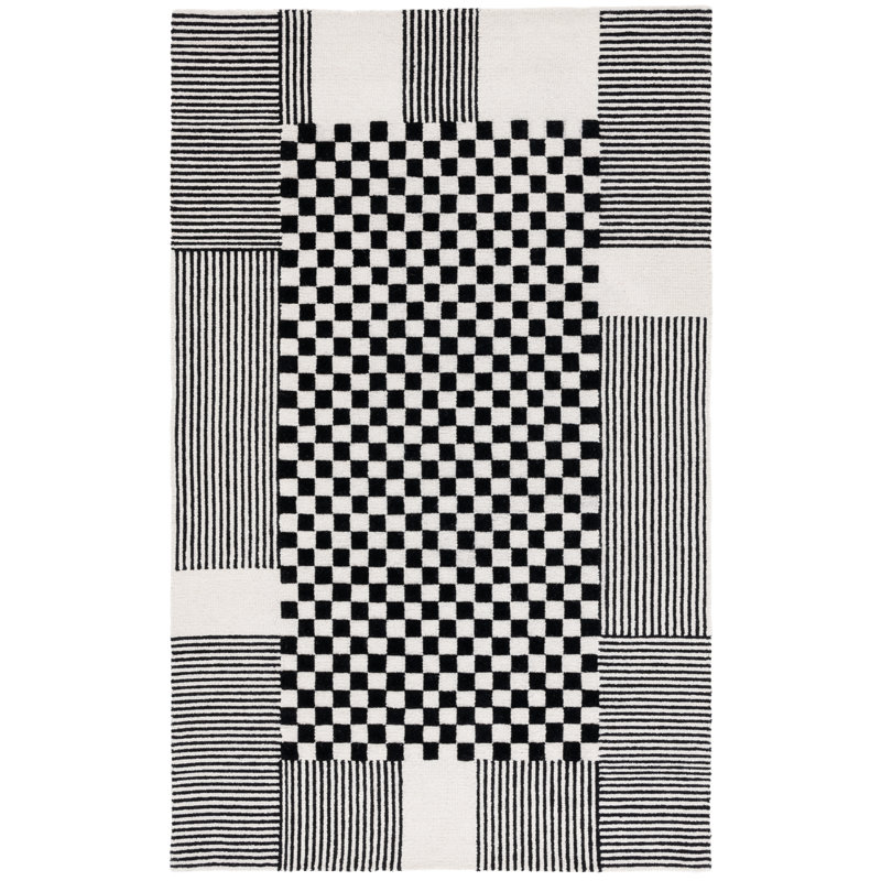 Hertha Wool Checkered Indoor Rug, Rectangle 5' x 8'