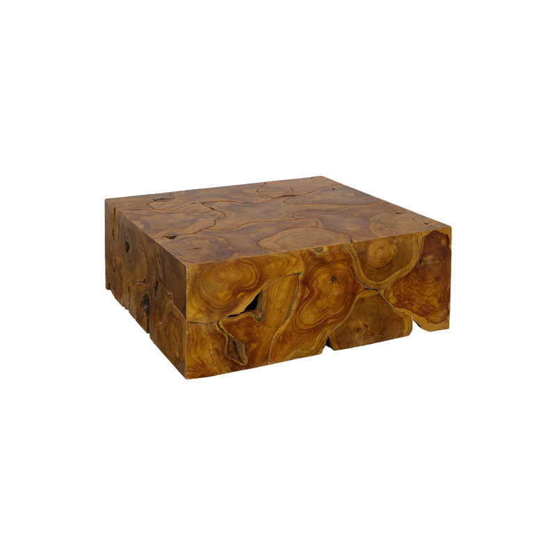 Slice Solid Wood Square Block Coffee Table