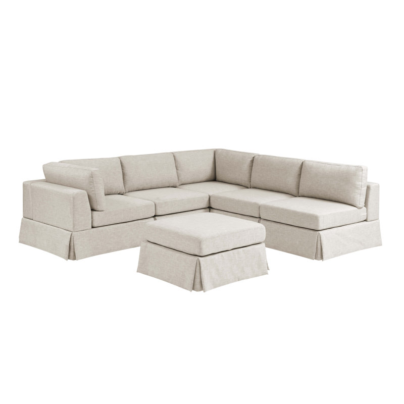 Canapé modulaire en tissu 6 pièces, Polyester beige
