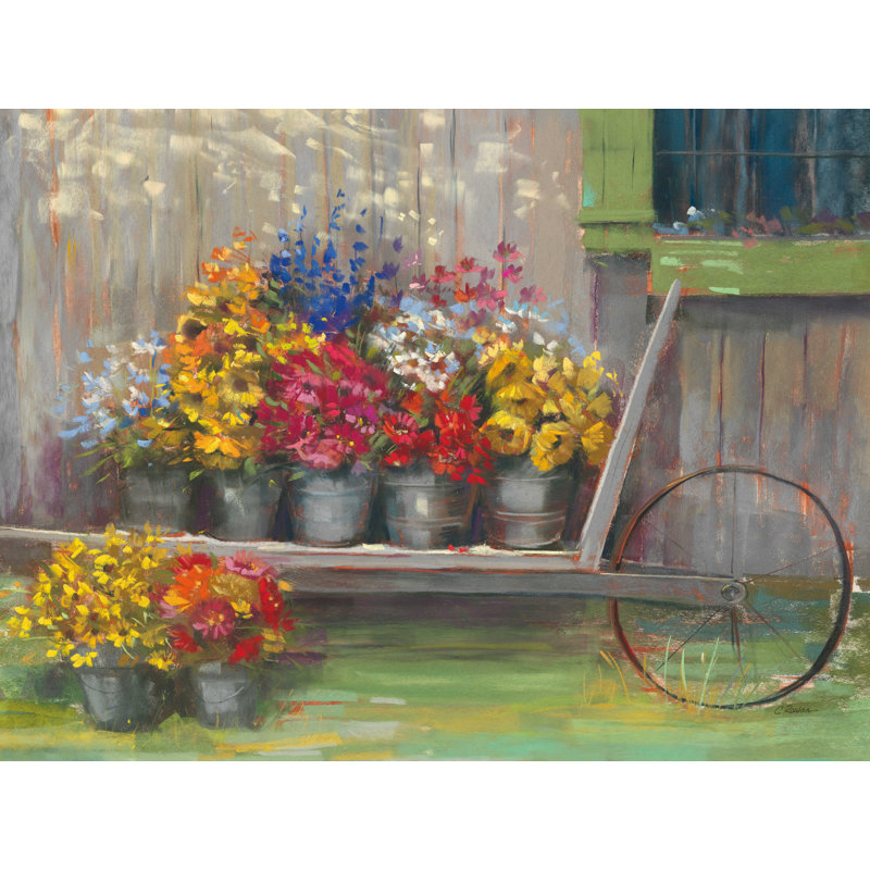 Brouette de jardin - reproduction sur toile, H 12 po x l 16 po