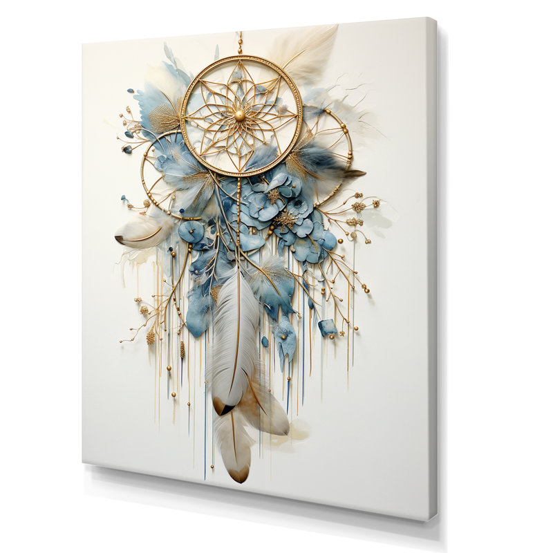 Thread of Dreams Blue Dreamcatcher II sur impression sur toile, Toile tendue, H 40 po x l 30 po x P 1,5 po