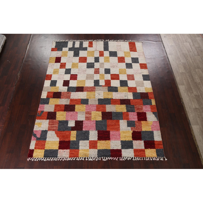 Tapis multicolore noué à la main 8 pi 1 po x 10 pi 2 po One-of-a-Kind