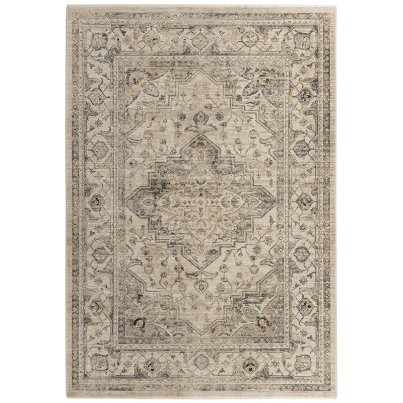 Beimnet Machine Woven Beige/Grey Indoor Rug, Rectangle 240 x 330cm
