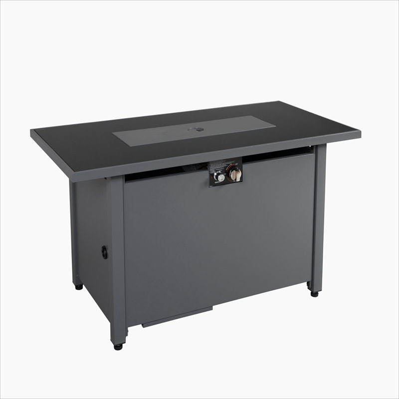 25" H X 42" W Steel Outdoor Fire Pit Table With Lid