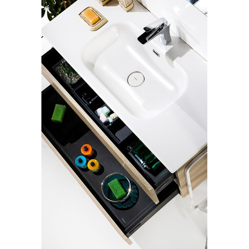 Meuble-lavabo simple 33,5 po avec comptoir, Chêne foncé