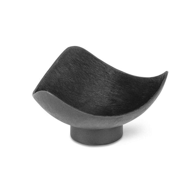 Small Black Hair-on-Hide Leather Decorative Bowl