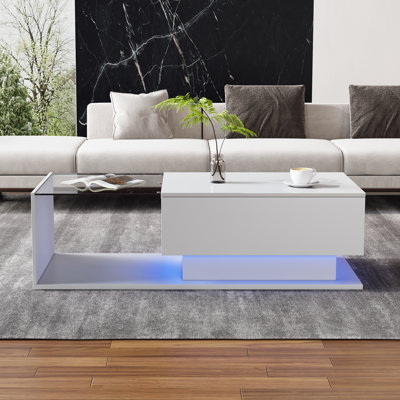 LED Coffee Table With A Drawer & Remote Control