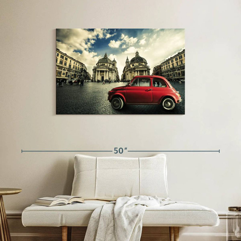 Voiture rouge Mehar Piazza Del Popolo, H 26 po x l 39 po