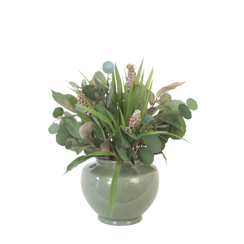 Eucalyptus with Grass, Capensia and Mullein in Sage Pot