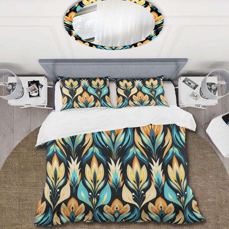 Ensemble de housse de couette Modern Ethnic Ikat Blend Fusion, Housse de couette pour grand lit et 2 taies décor