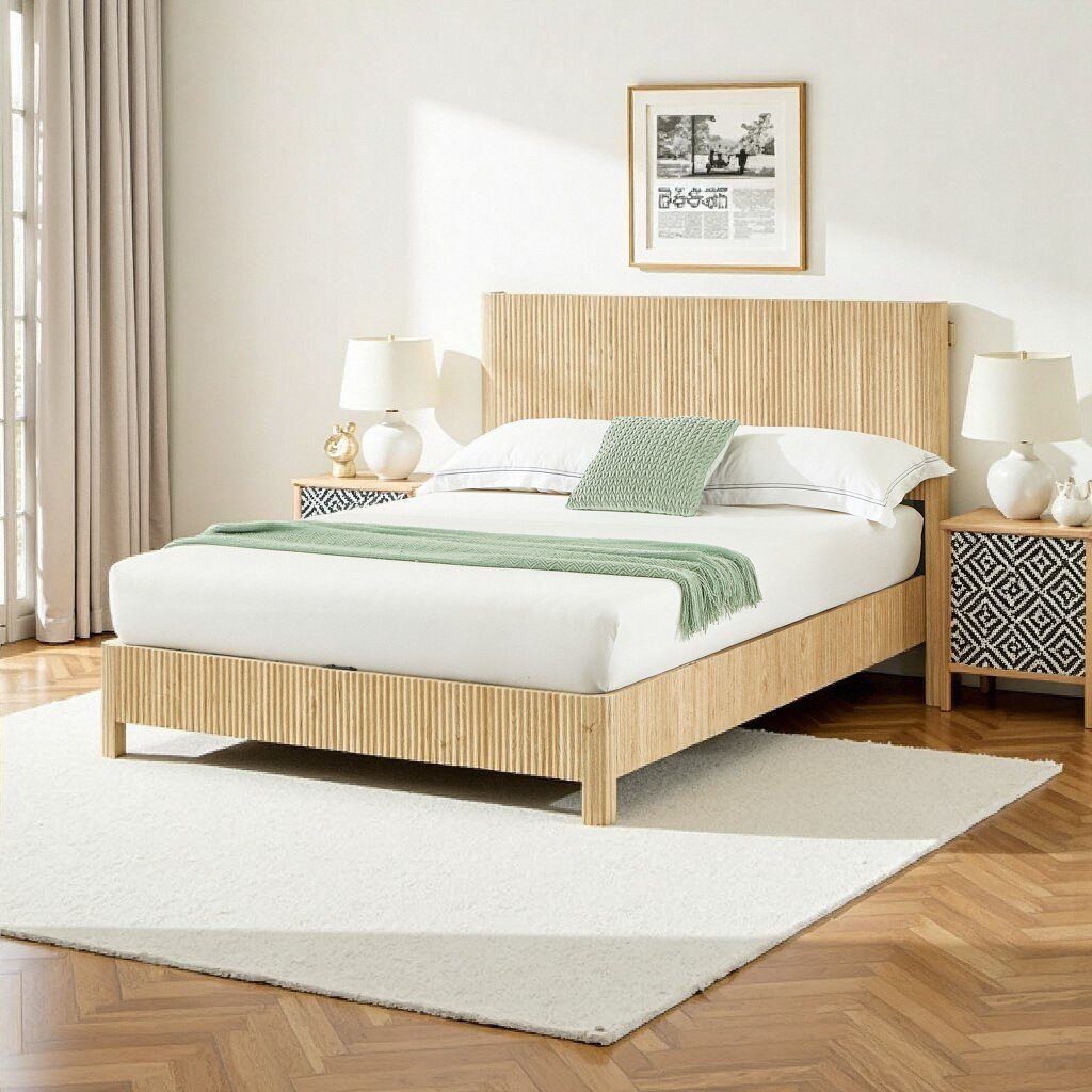 Latitude Run® Queen Size Farmhouse Curved Platform Bed Frame - Walnut ...