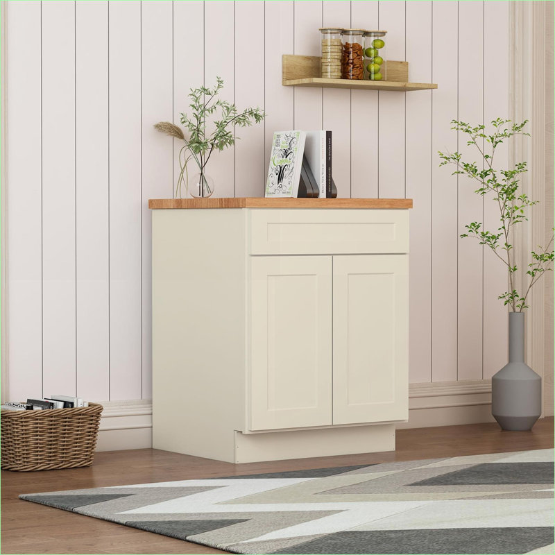 Armoire de cuisine de 27 po x l 24 po x P 24,5 po en contreplaqué blanc antique, prête à assembler