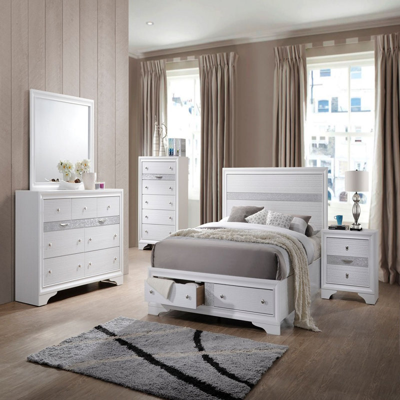 Brassexinc 2-Drawer Night Stand, White