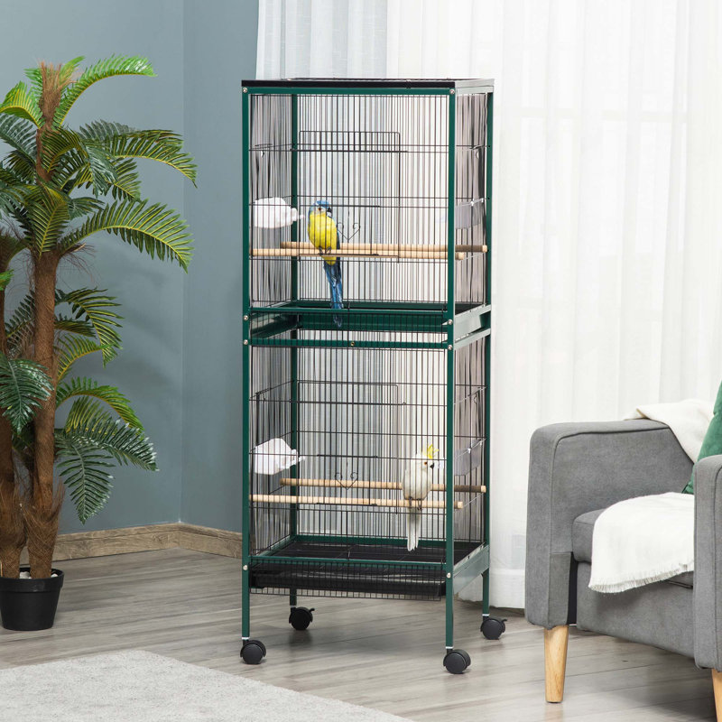 Grande cage à oiseaux polyvalente avec plusieurs portes et caractéristiques conviviales, H 55 po x l 20,25 po x P 19,75 po
