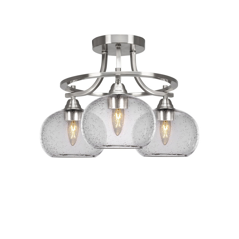 Ghaith Paramount 3 Light Semi-Flush Shown In Brushed Nickel Finish With 7" Glass, Seeded