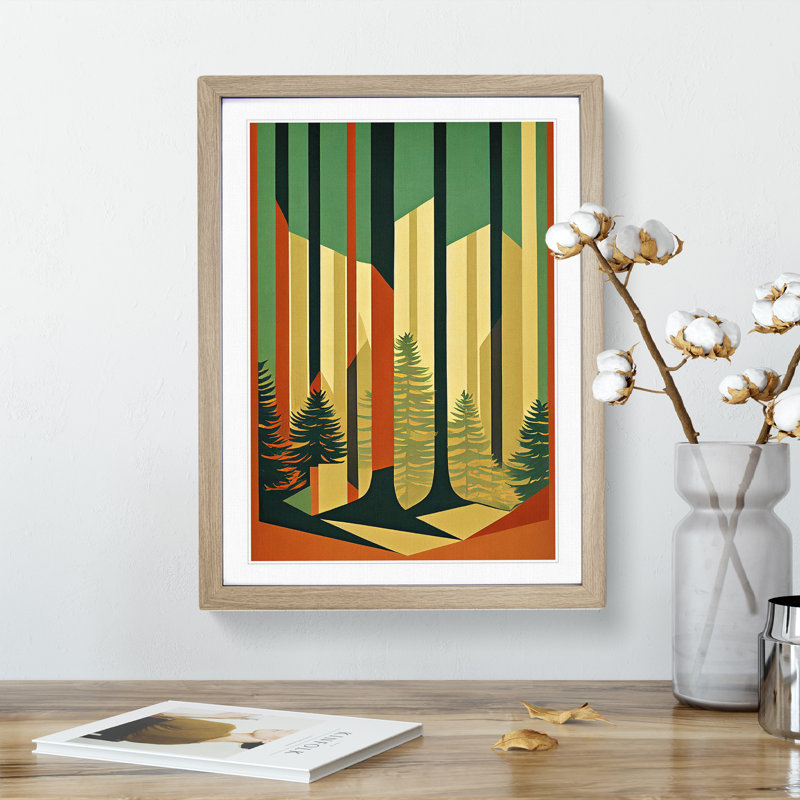 Forest Deco No.1 - Single Picture Frame Painting, 64cm H x 46cm W x 2cm D, Oak