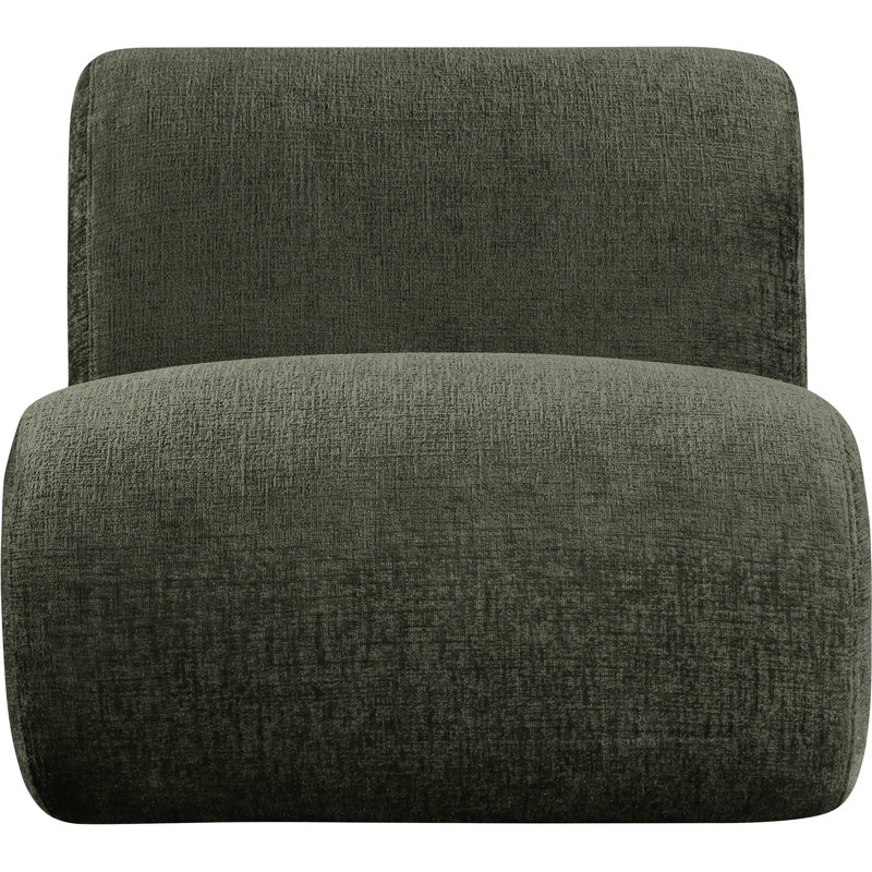 Akira Fabric Accent Chair, Green Polyester Fabric, Brown Walnut