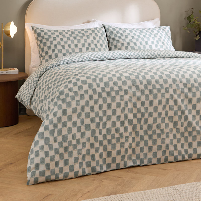 Nyhavn Checkerboard Duvet Cover Set, Super King Duvet Cover + 2 Standard Pillowcases, Blue