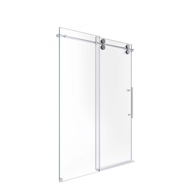 Porte de douche coulissante simple en verre trempé transparent sans cadre de 8 à 44 po x l 76 po x H 44 po