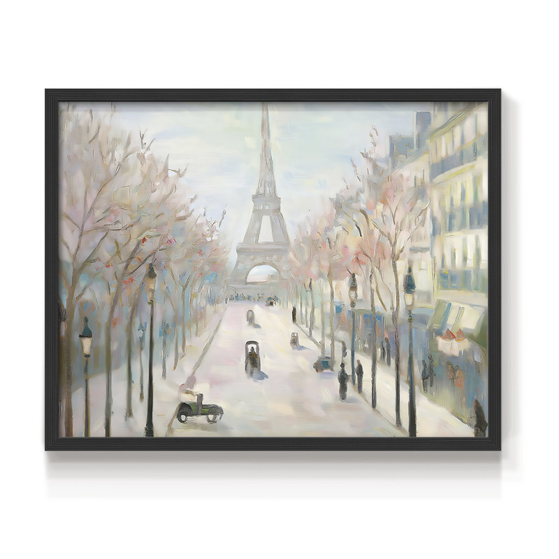 Paysage, série -LI - Reproduction encadrée - Restickable, H 8 po x l 10 po, Noir, noir, noir, noir